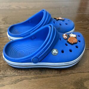 Kids Royal Blue Crocs J 2 with Sports Charms Clogs